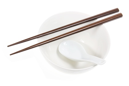 Chinese Eating Utensils on White Backgroundの写真素材