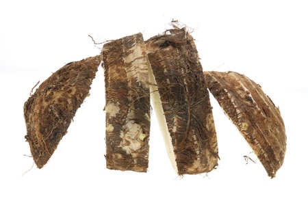 Slices of Taro on White Backgroundの写真素材