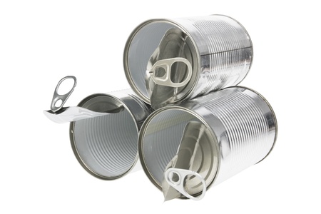 Tin Cans on White Backgroundの写真素材