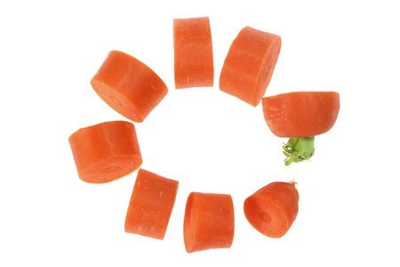 Slices of Carrot on White Backgroundの写真素材