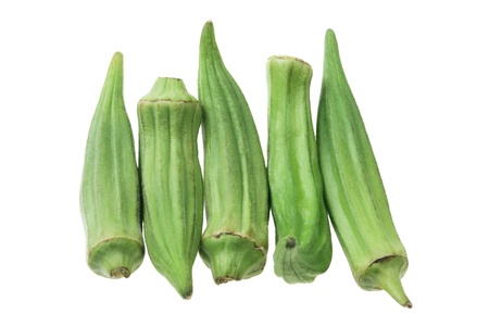 Okra on Isolated White Backgroundの写真素材