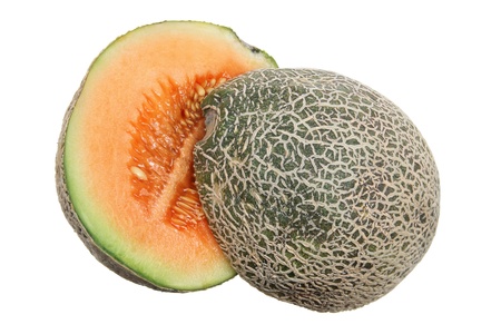 Halves of Rock Melon on White Backgroundの写真素材 [40010345655] - イメージマート
