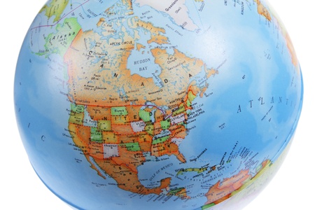 North America on World Globe with White Backgroundの写真素材