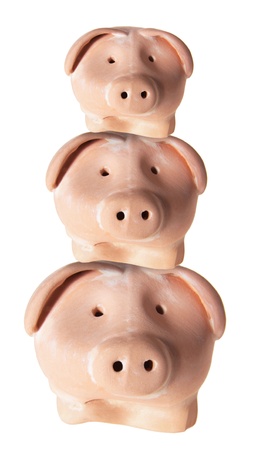 Piggy Banks on White Backgroundの写真素材