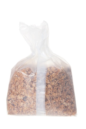 Bag of Breakfast Cereal on White Backgroundの写真素材