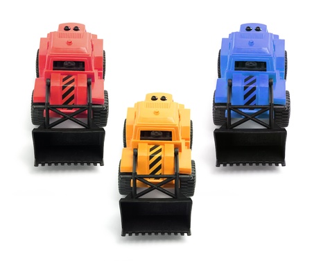 Toy Earth Movers on White Background