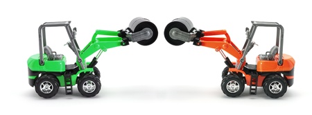 Toy Steamrollers on White Background