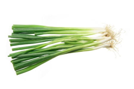 Spring Onions on White Backgroundの写真素材