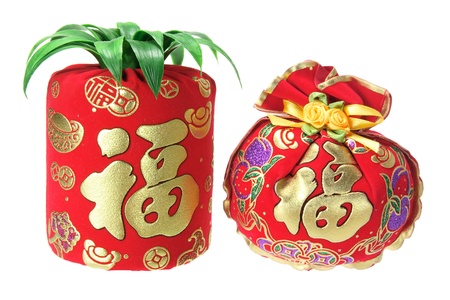 Chinese New Year Ornaments on White Backgroundの写真素材