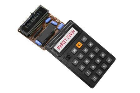 Broken Calculator on White Backgroundの写真素材