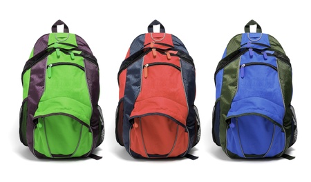Backpacks on Isolated White Backgroundの写真素材