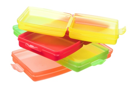 Plastic Containers on White Backgroundの写真素材