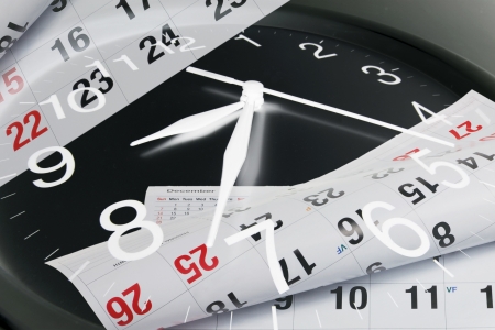Composite of Calendar Pages and Clockの写真素材