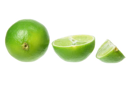 Slices of Lime on White Background