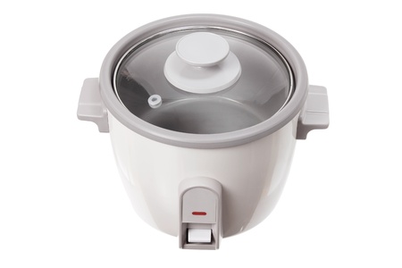 Electric Rice Cooker on White Backgroundの写真素材