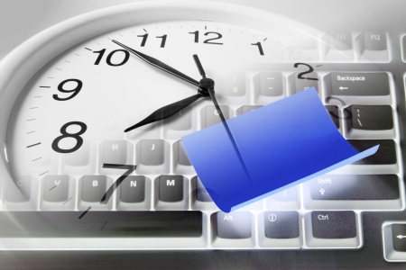 Composite of Clock and Computer Keyboard Composite of Clock and Computer Keyboard