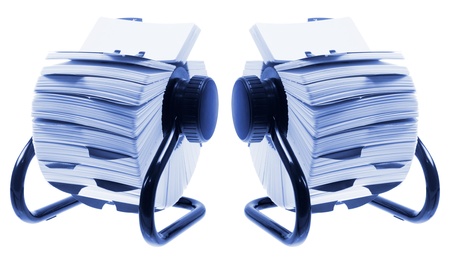 Rotary Card Index on White Backgroundの写真素材