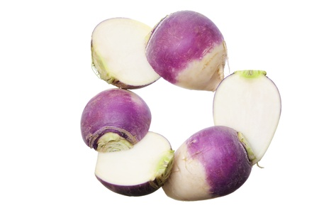 Slices of Turnips on White Backgroundの写真素材