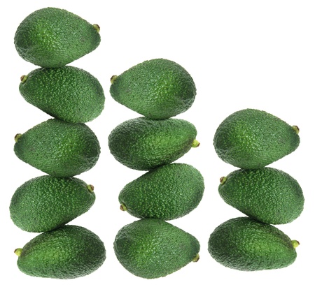 Stacks of Avocado on White Background