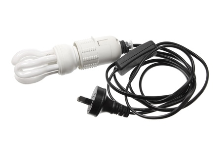 Light Bulb with Cord on White Background