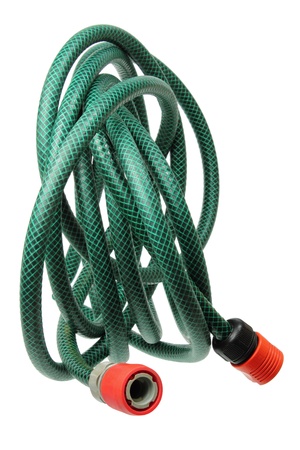 Garden Hose on White Background の写真素材