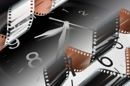 Composite of Film Strips and Clock