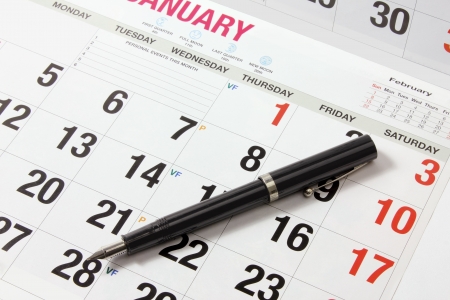 Fountain Pen on Calendarの写真素材