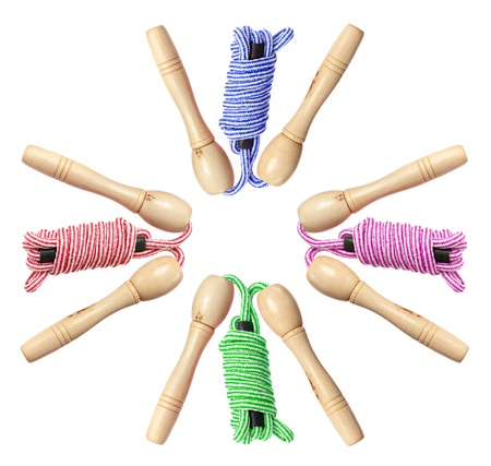 Skipping Ropes on White Backgroundの写真素材