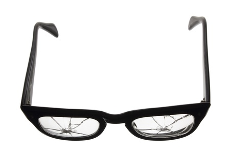 Broken Eyeglasses on White Background