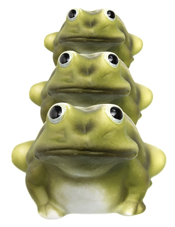 Frog Figurines on White Backgroundの写真素材