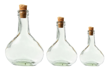 Glass Bottles on White Backgroundの写真素材
