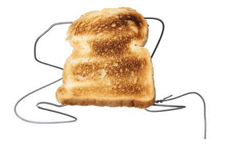 Wire Hanger Toaster on White Backgroundの写真素材