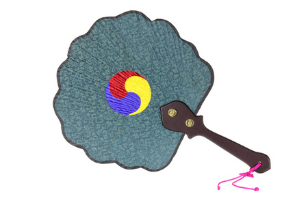 Korean Fan on White Backgroundの写真素材