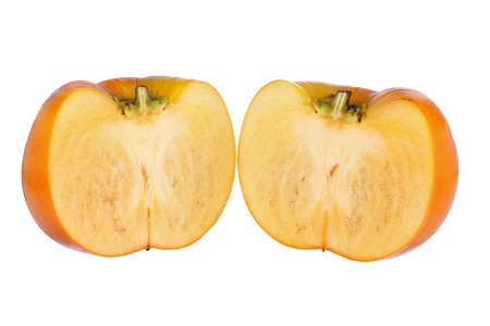 Slices of Persimmon on White Backgroundの写真素材