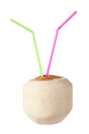 Young Coconut on White Backgroundの写真素材