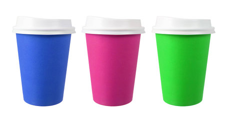 Takeaway Coffee Cups on White Backgroundの写真素材