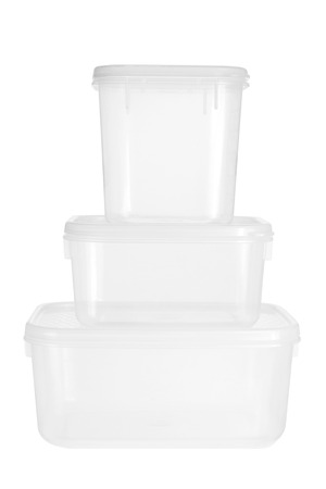 Plastic Containers on White Backgroundの写真素材