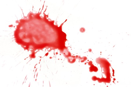 Red Paint Splashes on White Backgroundの写真素材