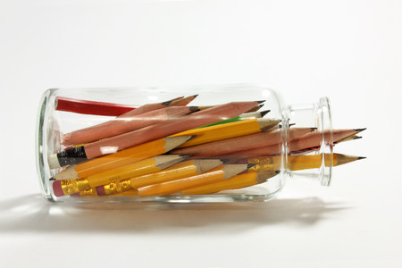 Pencils in Glass Jarの写真素材