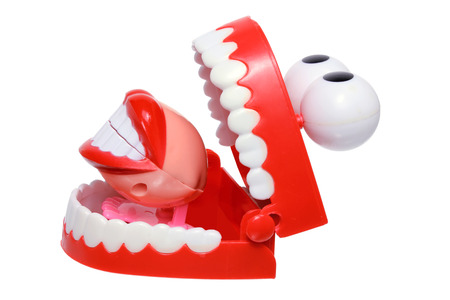 Chattering Teeth Toys on Isolated White Backgroundの写真素材
