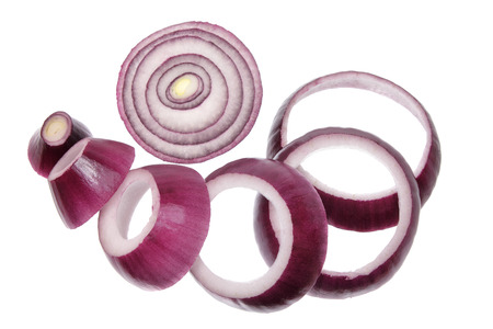 Rings of Red Onion on Isolated White Backgroundの写真素材