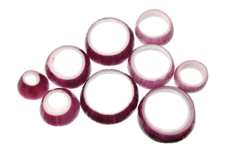Rings of Red Onion on Isolated White Backgroundの写真素材
