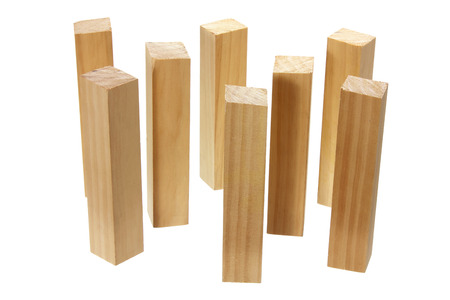 Stack of Wood Blocks on White Backgroundの写真素材