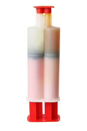 Tubes of Glue on White Backgroundの写真素材