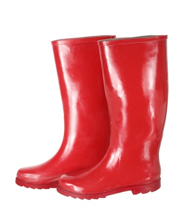 Red Gumboots on White Backgroundの写真素材