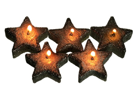 Star-Shaped Candles on White Backgroundの写真素材