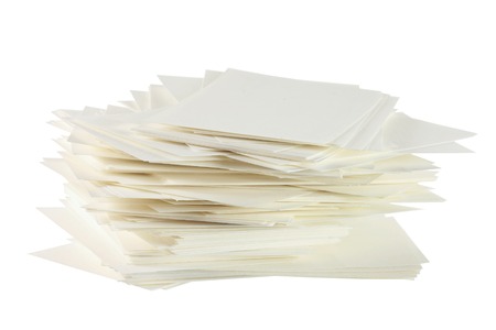 Stack of Blank Cards on White Backgroundの写真素材