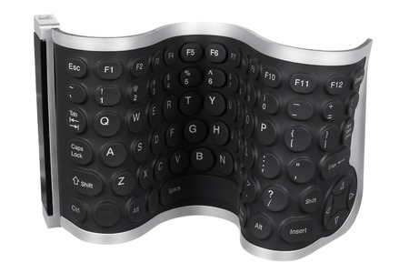Flexible Computer Keyboard on White Backgroundの写真素材