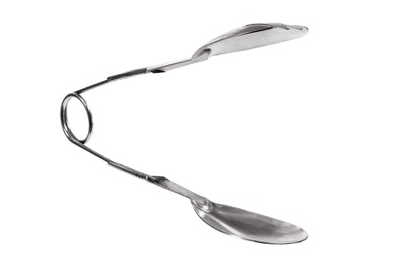 Kitchen Tongs on White Backgroundの写真素材