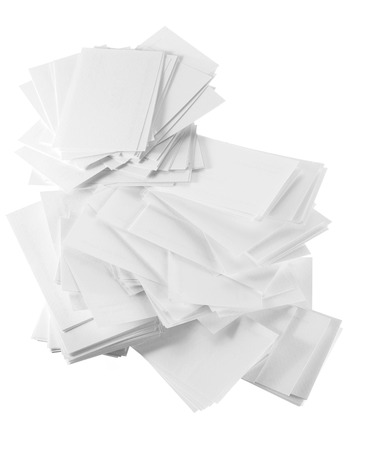 Stack of Blank Cards on White Backgroundの写真素材